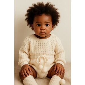 Just Bodi Baby Girl Cream Knitted Romper Long Sleeve – BOD 12/18M